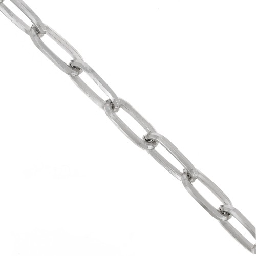 Chaîne aluminium maille Rectangle limée plat 10mm maillons ouverts - Rhodié x50cm