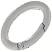 Fermoir ovale mousqueton 30 mm - fil carré - Rhodié x1