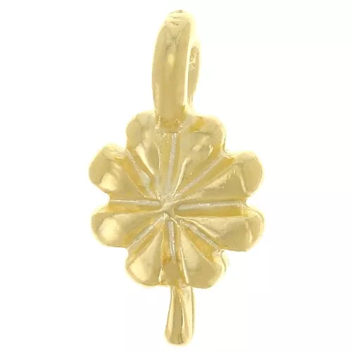 Breloque fleur 12.5x7 mm - Doré à l'or fin x1