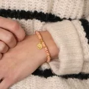 Perles rondelles travaillées - forme fleur 6 mm - Doré à l'or fin x6