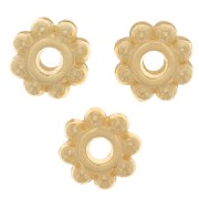 Perles rondelles effet fleur 6 mm - Doré à l'or fin x5|raw }}