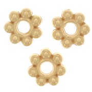 Perles rondelles fleur 6 mm - Doré à l'or fin x10