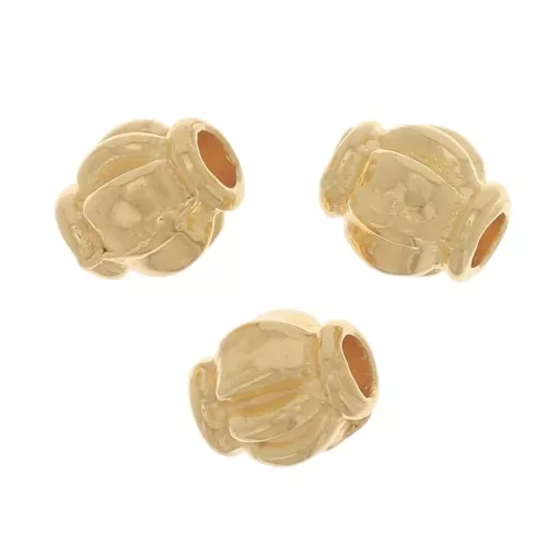 Perles travaillées 4x3.5 mm - Doré à l'or fin x10