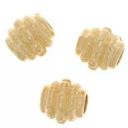 Perles tubes ronds aplaties travaillés 6x7 mm - Doré à l'or fin x5