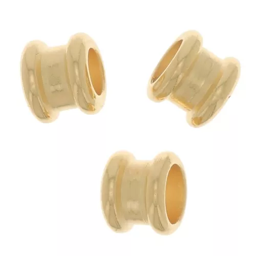 Perles mini tubes 3x4 mm - Doré à l'or fin x6