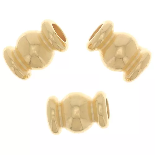 Perles tubes bombés 5x3 mm - Doré à l'or fin x5