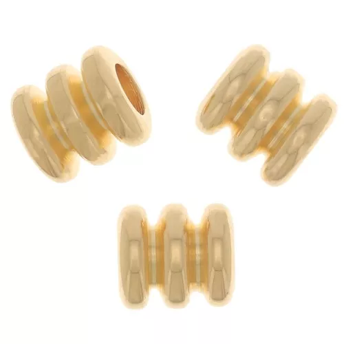Perles tubes travaillés 5x5 mm - Doré à l'or fin x5