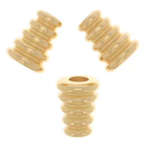 Perles cônes travaillés 8x6 mm - Doré à l'or fin x5
