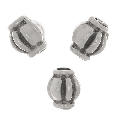 Perles travaillées 4x3.5 mm - Placage argent fin vieilli x10