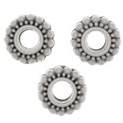 Perles rondelles travaillées 7 mm - Placage argent fin vieilli x6|raw }}