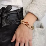 Maillon ovale torsadé en plastique 23x16 mm - Doré mat x1