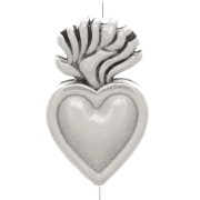 Perle coeur Ex-voto mexicain 16x10 mm - Placage argent fin vieilli x1|raw }}