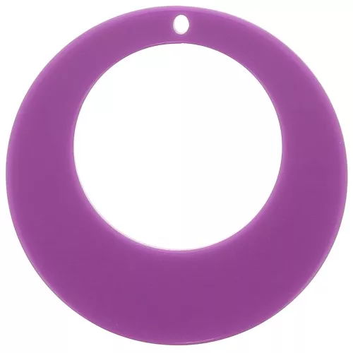 Pendentif rond évidé en acrylique 50 mm - Prune x1