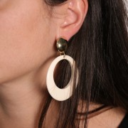 Pendentif rond évidé en acrylique 50 mm - Moutarde x1