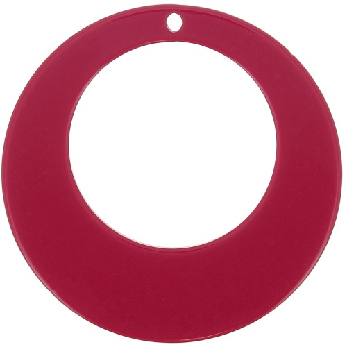 Pendentif rond évidé en acrylique 50 mm - Rouge x1