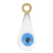 Breloques gouttes - motif oeil en résine époxy 10.5x4 mm - Doré - Blanc - Bleu x5|raw }}