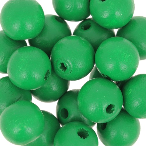 Perles rondes en bois 10 mm Vert Foncé x10