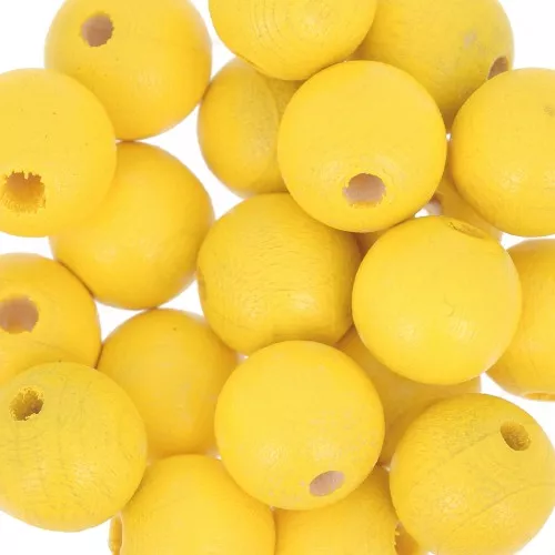Perles rondes en bois 10 mm Jaune x10