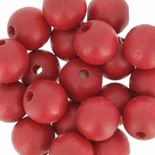 Perles rondes en bois 10 mm Rouge x10
