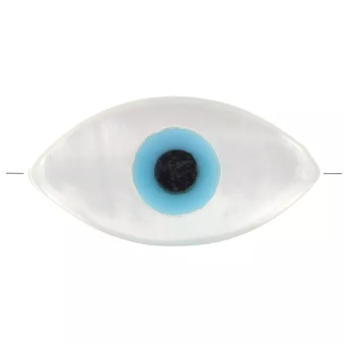 Perle oeil bleu en nacre 10x5 mm x1