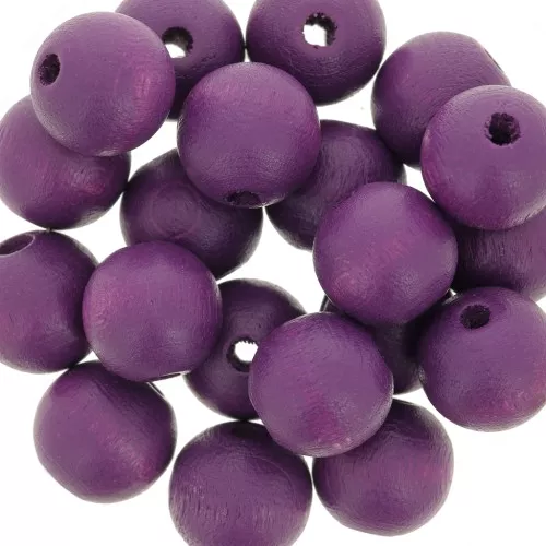 Perles rondes en bois 10 mm Prune x10
