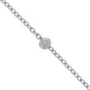 Chaîne maille Forçat liméé alternée perles rondes 3.5mm Acier inoxydable 304 x50cm