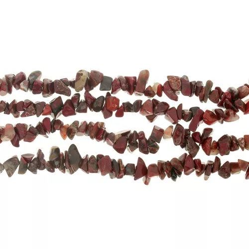 Perles chips 8 - 11 mm en pierre gemme  - Jaspe Poppy x90cm