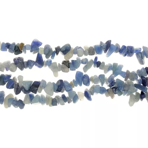 Perles chips 8 - 11 mm en pierre gemme - Aventurine bleue x80cm
