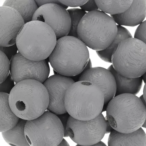 Perles rondes en bois 8 mm Gris x20