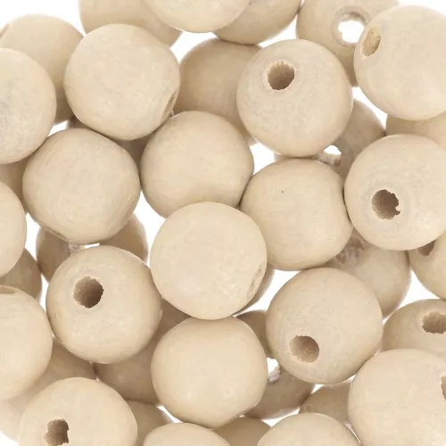 Perles rondes en bois 8 mm Naturel x20