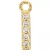 Breloque lettre alphabet 8 mm avec oxydes de Zirconium  - I - Doré à l'or fin - Crystal x1