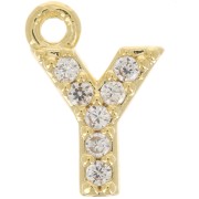 Breloque lettre alphabet 8 mm avec oxydes de Zirconium  - Y - Doré à l'or fin - Crystal x1|raw }}
