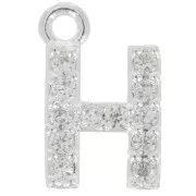 Breloque lettre alphabet 8 mm avec oxydes de Zirconium - H - Placage Argent fin - Crystal x1