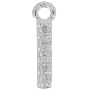 Breloque lettre alphabet 8 mm avec oxydes de Zirconium - I - Placage Argent fin - Crystal x1