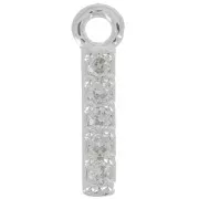Breloque lettre alphabet 8 mm avec oxydes de Zirconium - I - Placage Argent fin - Crystal x1