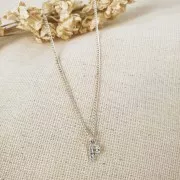 Breloque lettre alphabet 8 mm avec oxydes de Zirconium - N - Placage Argent fin - Crystal x1