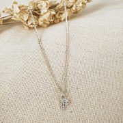 Breloque lettre alphabet 9 mm avec oxydes de Zirconium  - Q - Placage Argent fin - Crystal x1