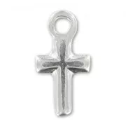 Breloques croix 13 mm argenté  x5