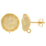 Clous d'oreilles fleur de lotus 12 mm - avec anneau ouvert - Doré Or fin satiné x2|raw }}