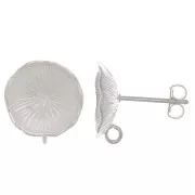 Clous d'oreilles fleur de lotus 12 mm - avec anneau ouvert - Placage Argent fin x2