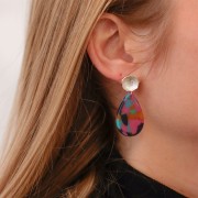 Clous d'oreilles fleur de lotus 12 mm - avec anneau ouvert - Placage Argent fin x2