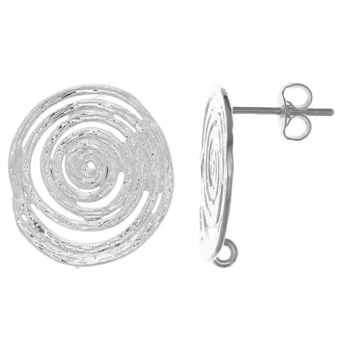 Clous d'oreilles spirale 16 mm - avec anneau ouvert - Placage Argent fin x2