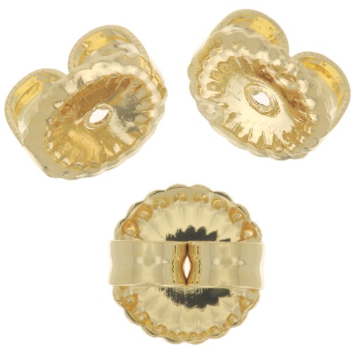 Poussoirs - Poussettes pour clous d'oreilles 6 mm - Doré à l'or fin x6