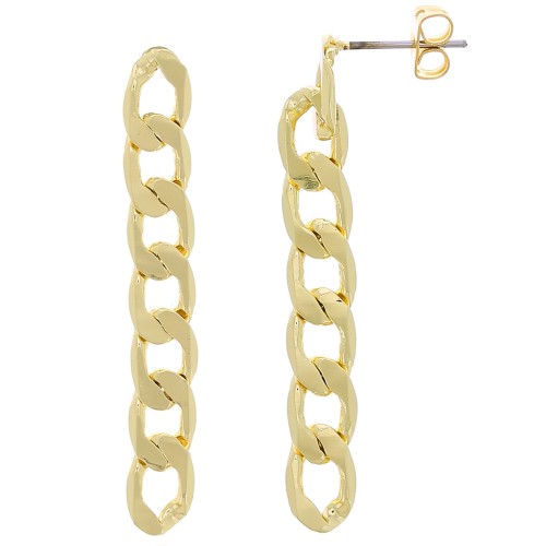 Boucles d'oreilles pendantes avec maille gourmette 46x6 mm - Doré x2