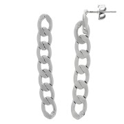 Boucles d'oreilles pendantes avec maille gourmette 46x6 mm - Rhodié x2