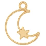 Pendentif demi-lune évidée avec étoile 19x13.5 mm - Doré à l'or fin x1|raw }}