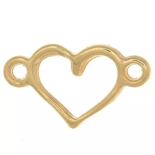 Intercalaire coeur 2 anneaux 8x14.5 mm - Doré à l'or fin x1