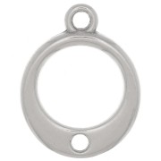 Breloque cercle évidé avec un trou 14 mm - Placage argent fin vieilli x1