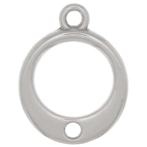 Breloque cercle évidé avec un trou 14 mm - Placage argent fin vieilli x1