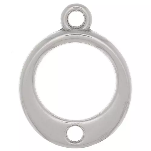 Breloque cercle évidé avec un trou 14 mm - Placage argent fin vieilli x1